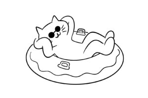 リゾートでくつろぐ猫
