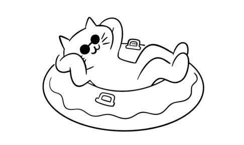 リゾートでくつろぐ猫