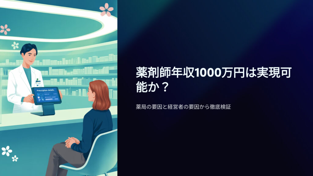 薬剤師年収1000万は実現可能か？
薬局の要因と経営者の要因から徹底検証