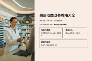 薬局収益改善戦略大全 薬価改定・人材不足・在宅医療拡大 変化の時代を生き抜く多角的収益改善施策 持続的成長 外部環境に左右されない経営基盤患者中心 選ばれる薬局への変革実践的解決 具体的な収益改善策10選