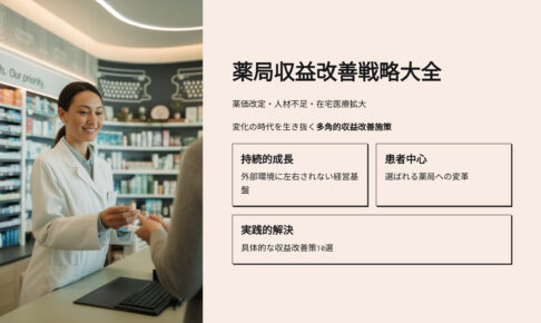 薬局収益改善戦略大全 薬価改定・人材不足・在宅医療拡大 変化の時代を生き抜く多角的収益改善施策 持続的成長 外部環境に左右されない経営基盤患者中心 選ばれる薬局への変革実践的解決 具体的な収益改善策10選