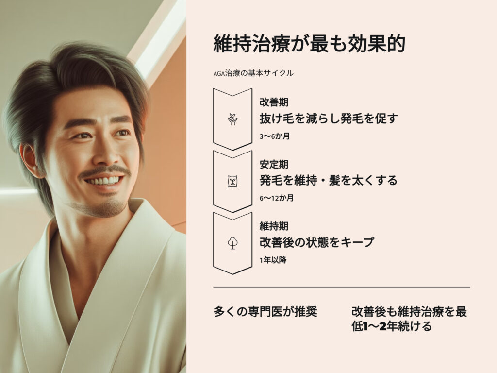 維持治療が最も効果的
AGA治療の基本サイクル