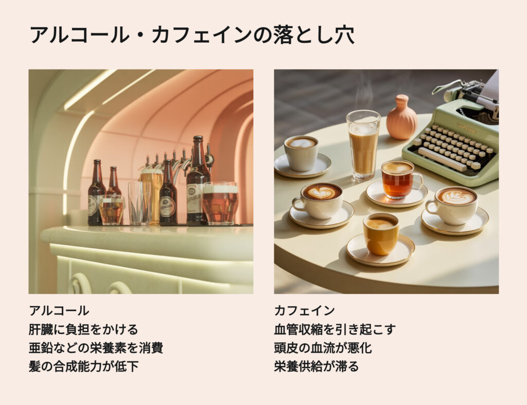 アルコール、カフェインのAGAに対する悪影響