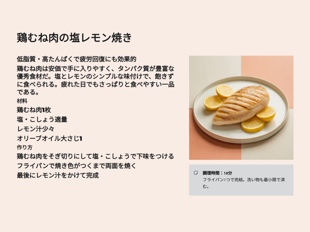 鶏むね肉レモン焼きのレシピ