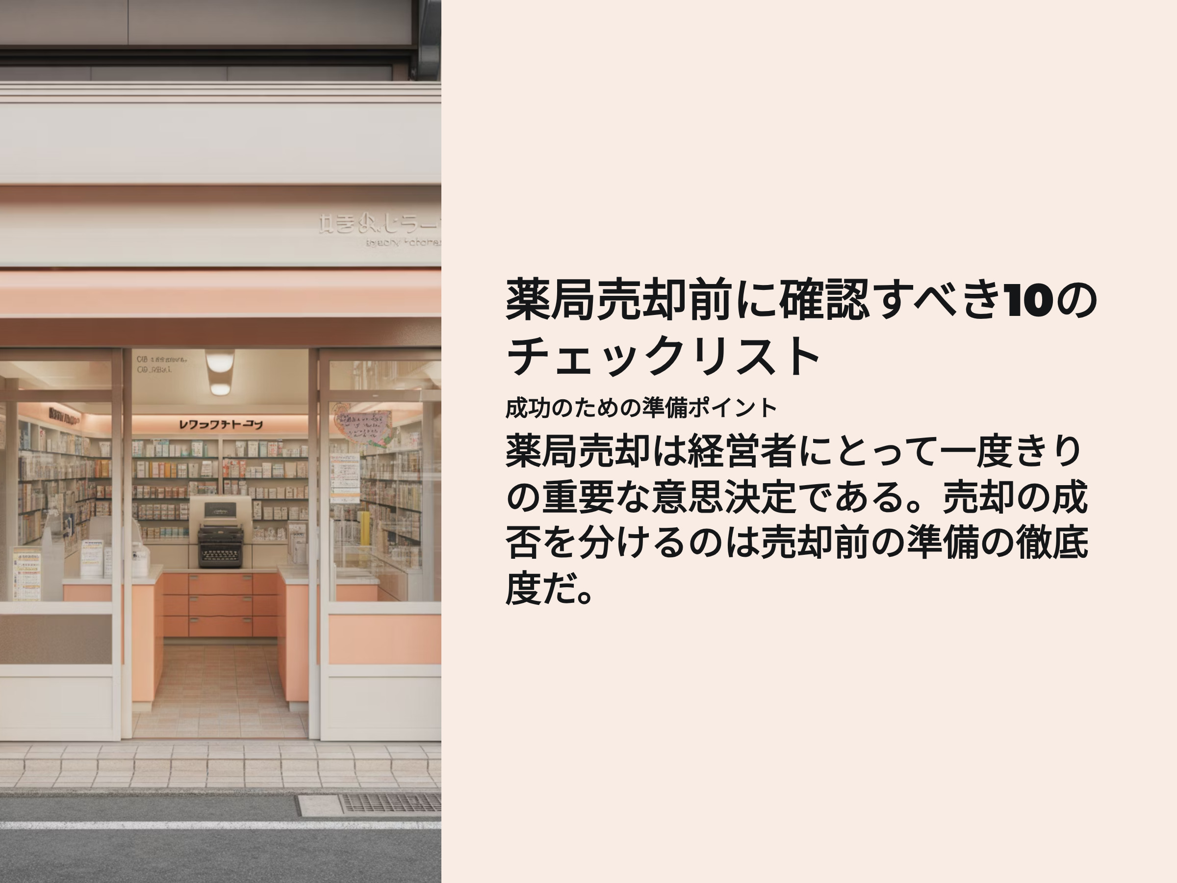 薬局売却前にチェックすべき10のリスト