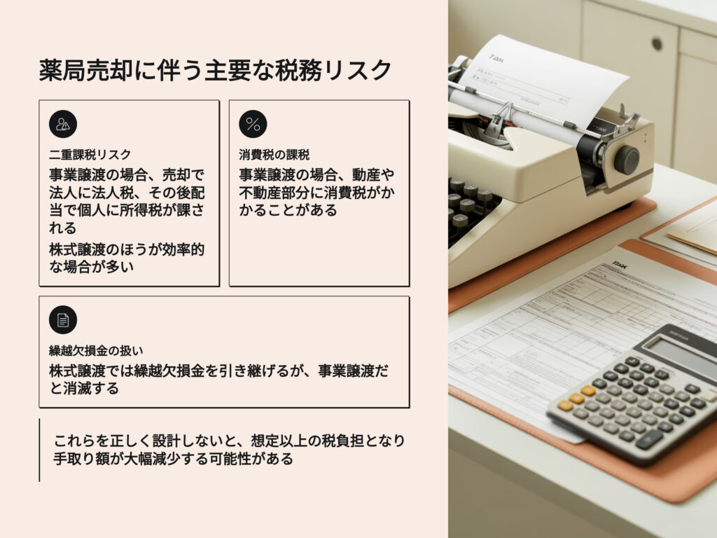 薬局売却に伴う主要な税務リスク