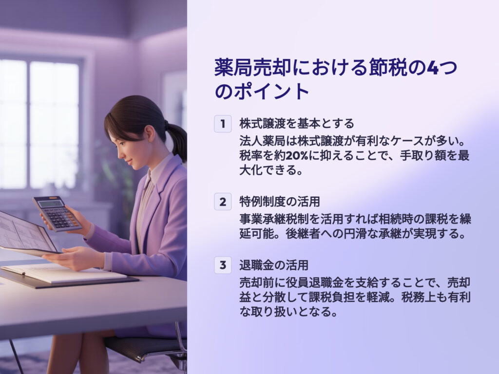 薬局売却における節税の4つのポイント