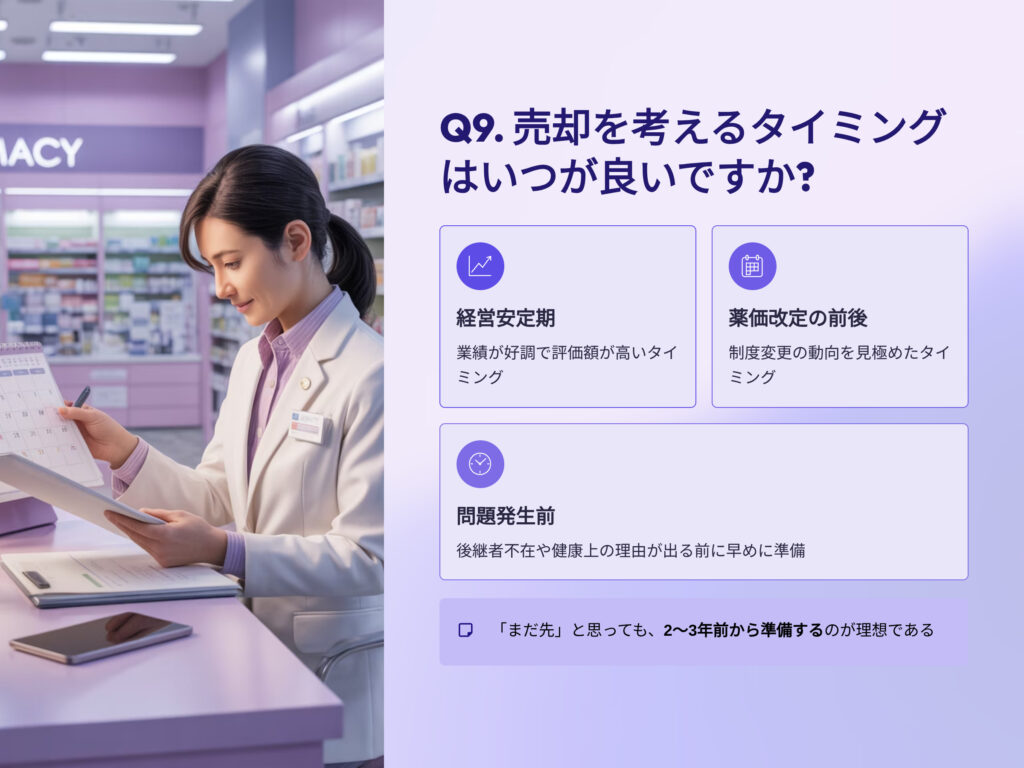 薬局売却を考えるタイミングはいつが良いですか？