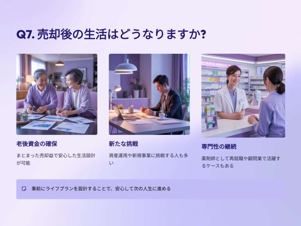 薬局売却後の生活はどうなりますか？