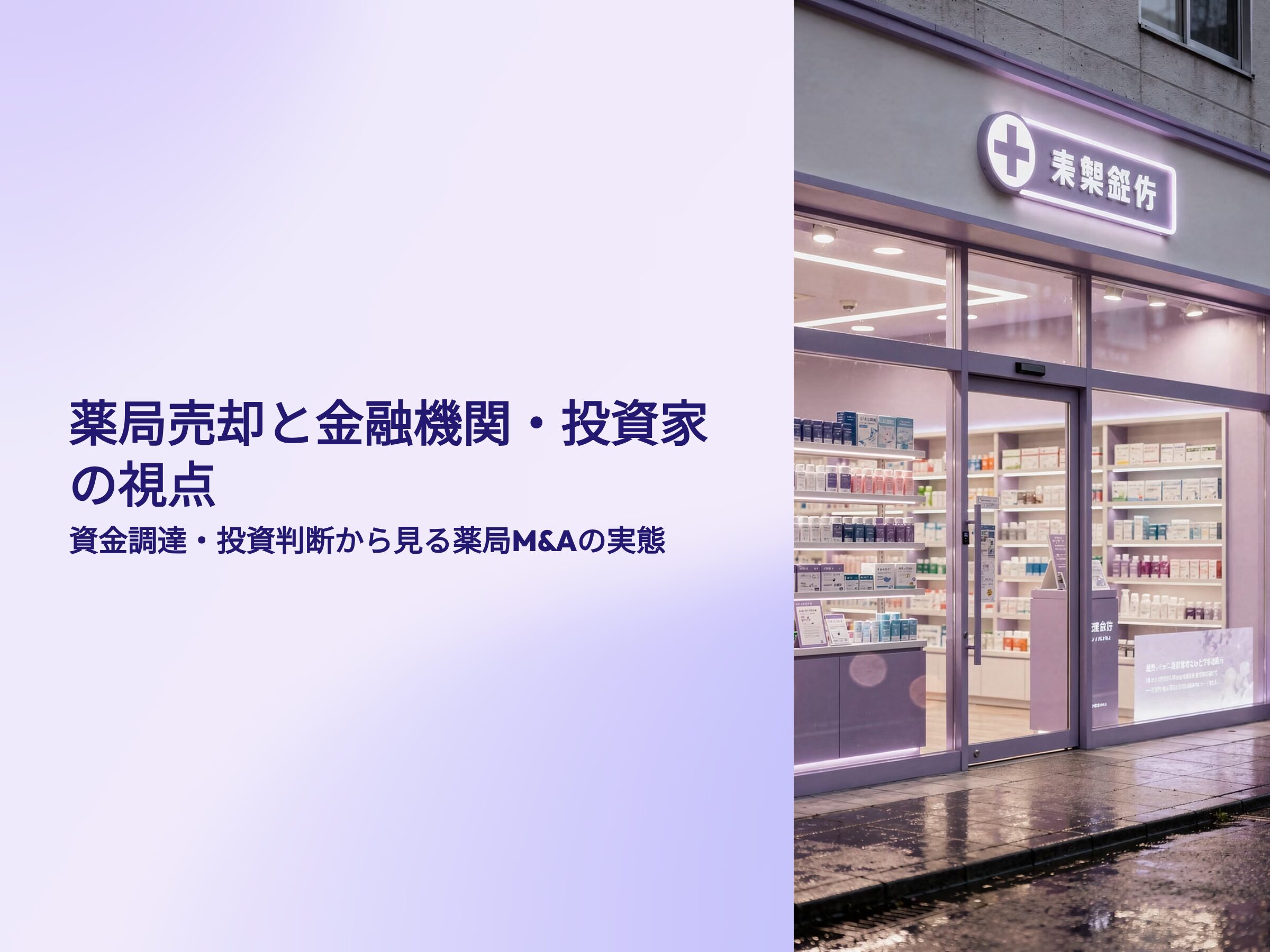 薬局売却と金融機関、投資家の視点
