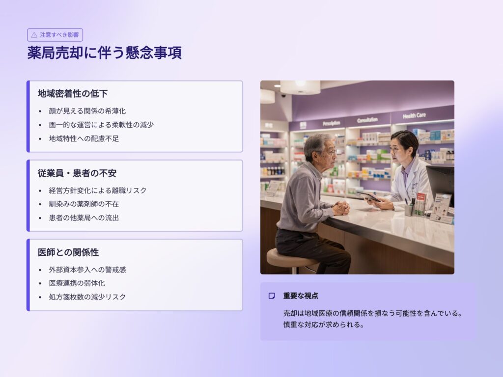薬局売却に伴う懸念事項