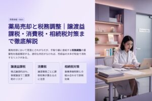 薬局M&A　税務 譲渡益課税　消費税　相続税についての解説